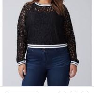 Lane bryant lace cropped sweatshirt